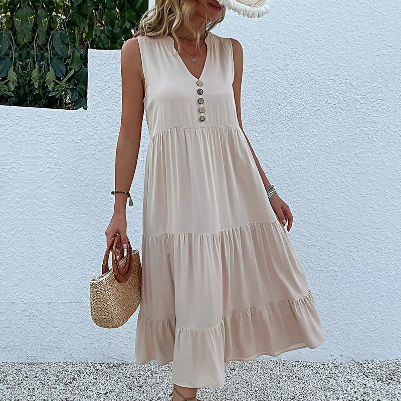 LP | Plain dress with ruffle hemline