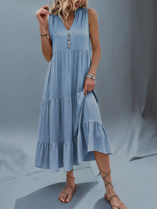 LP | Smocked dress with overlapping hemline