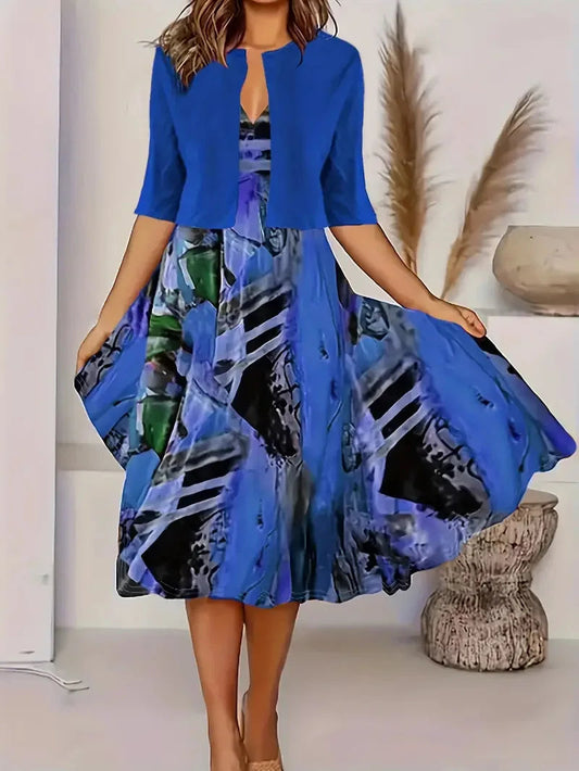 LD Sleeveless elegant dress with matching light blazer
