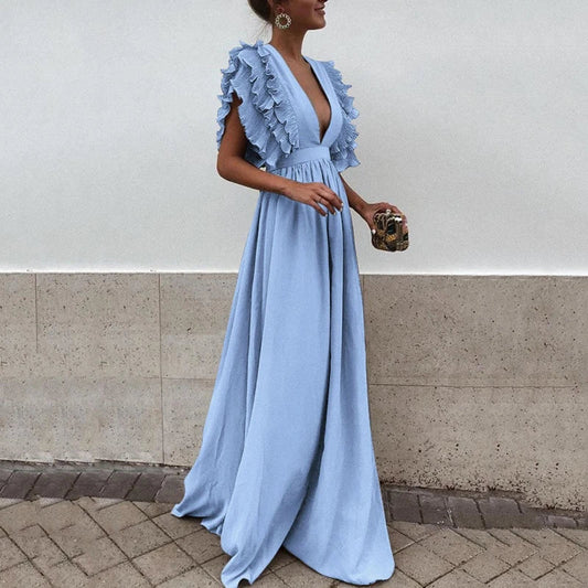 Marthe - Elegant dress with checkered sleeves