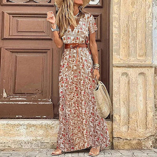 Elegant bohemian dress with free belt