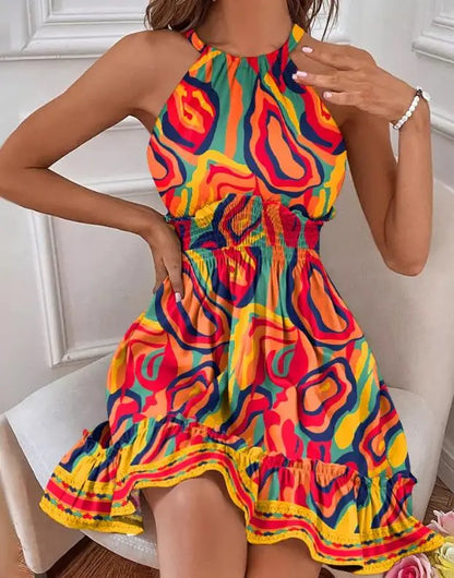 Mc | sexy casual sleeveless halterneck-style dress