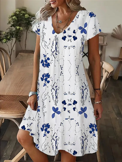 LP | Women's Casual Loose Fitting Short Sleeve Dress Style T-Shirt Mini Dresses Summer Casual Loose Dress Vestidos