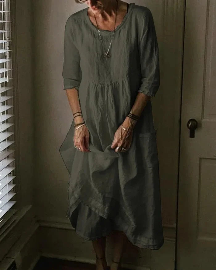 LP | cotton-and-linen dress in plus sizes for women
