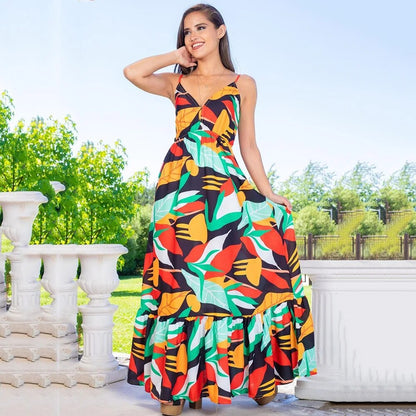 Mc | Maxi dress with tropical pattern