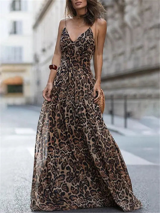 Mc | Leopard print dress with v-neckline