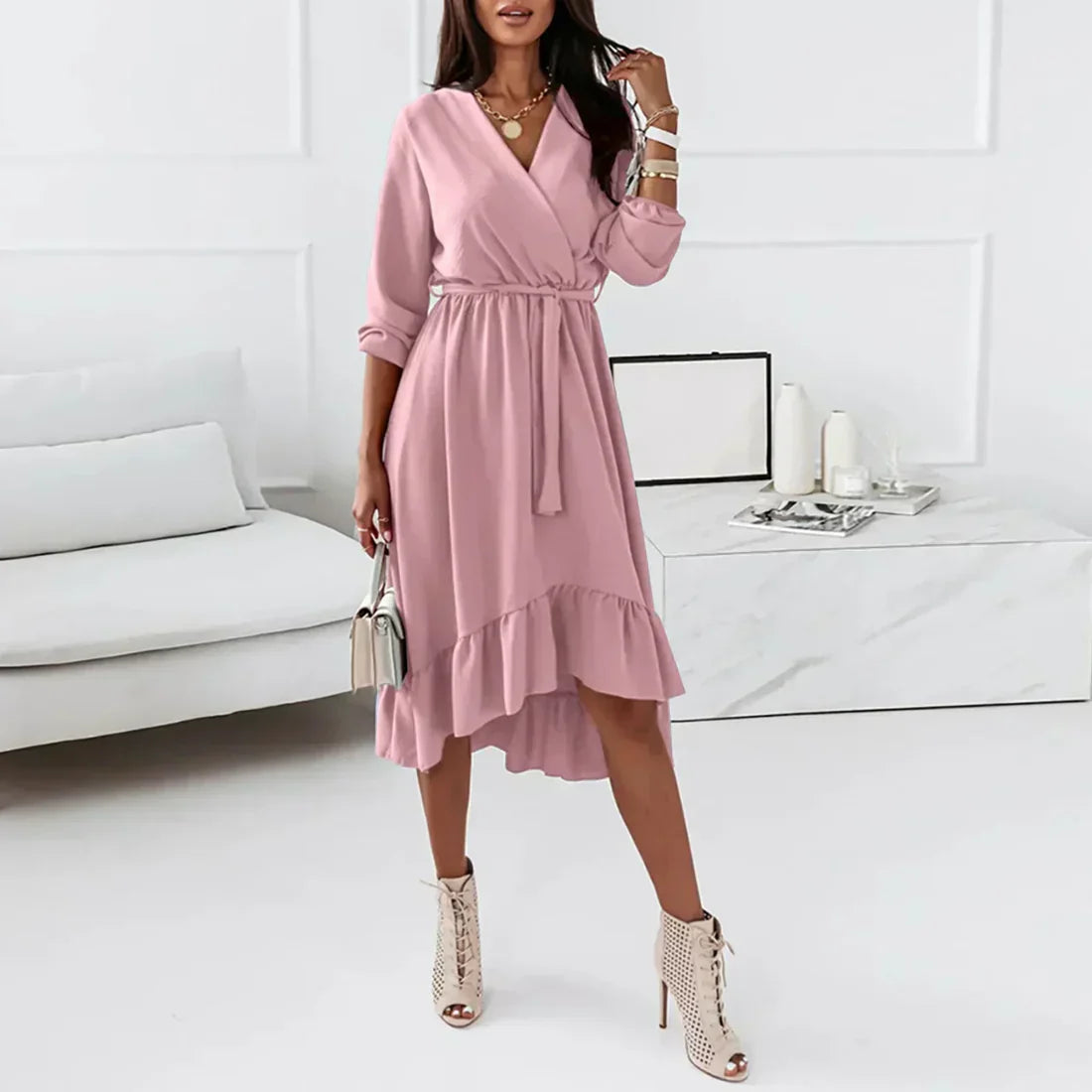 Mc | Beautiful wrap-around dress with long sleeves