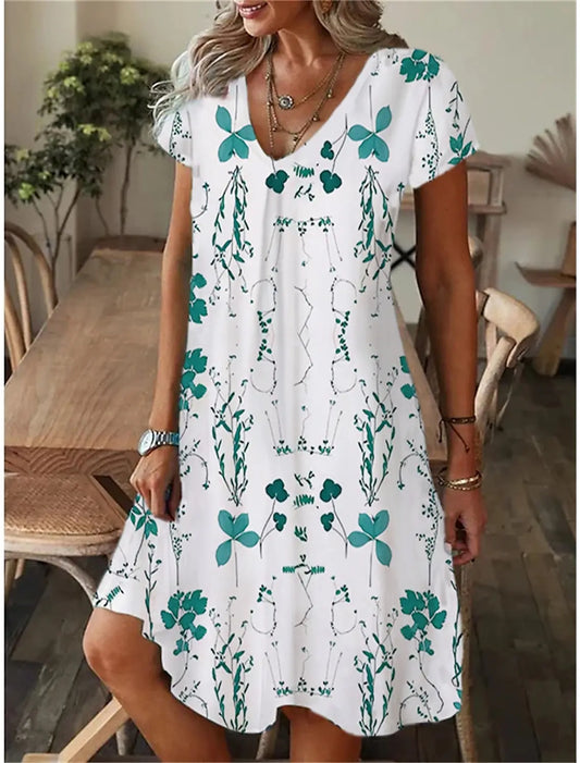 LP | Women's Casual Loose Fitting Short Sleeve Dress Style T-Shirt Mini Dresses Summer Casual Loose Dress Vestidos