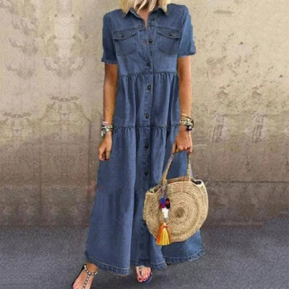 LP | Elegant denim-style maxi dress