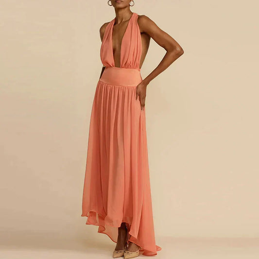Mc | Maxi deep V-neck dress