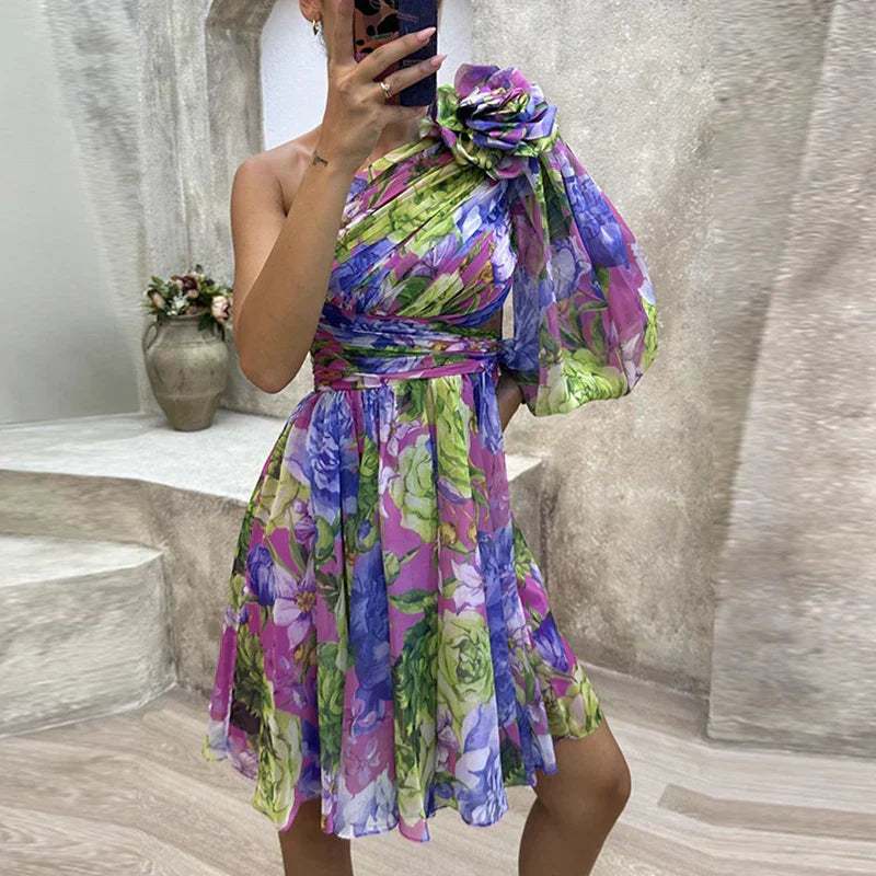 Mc | Sexy off-the-shoulder dress with floral print