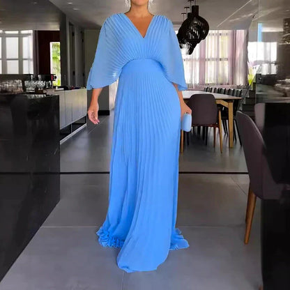 Mc | Floating ribbed V-neck dress