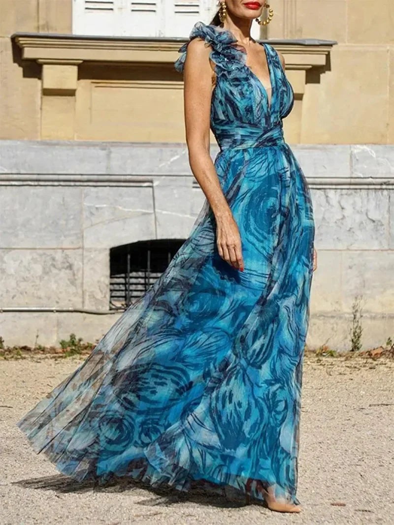 LP | Czech long dress in peacock blue