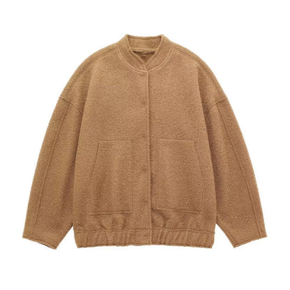 Ophelia | Women's Oversized Jacket Long-Sleeved Top Coat with Hidden Buttons