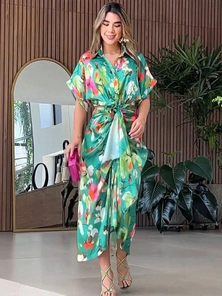 Mc | Ankle-length dress with floral pattern