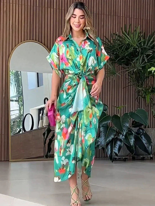 Mc | Ankle-length dress with floral pattern