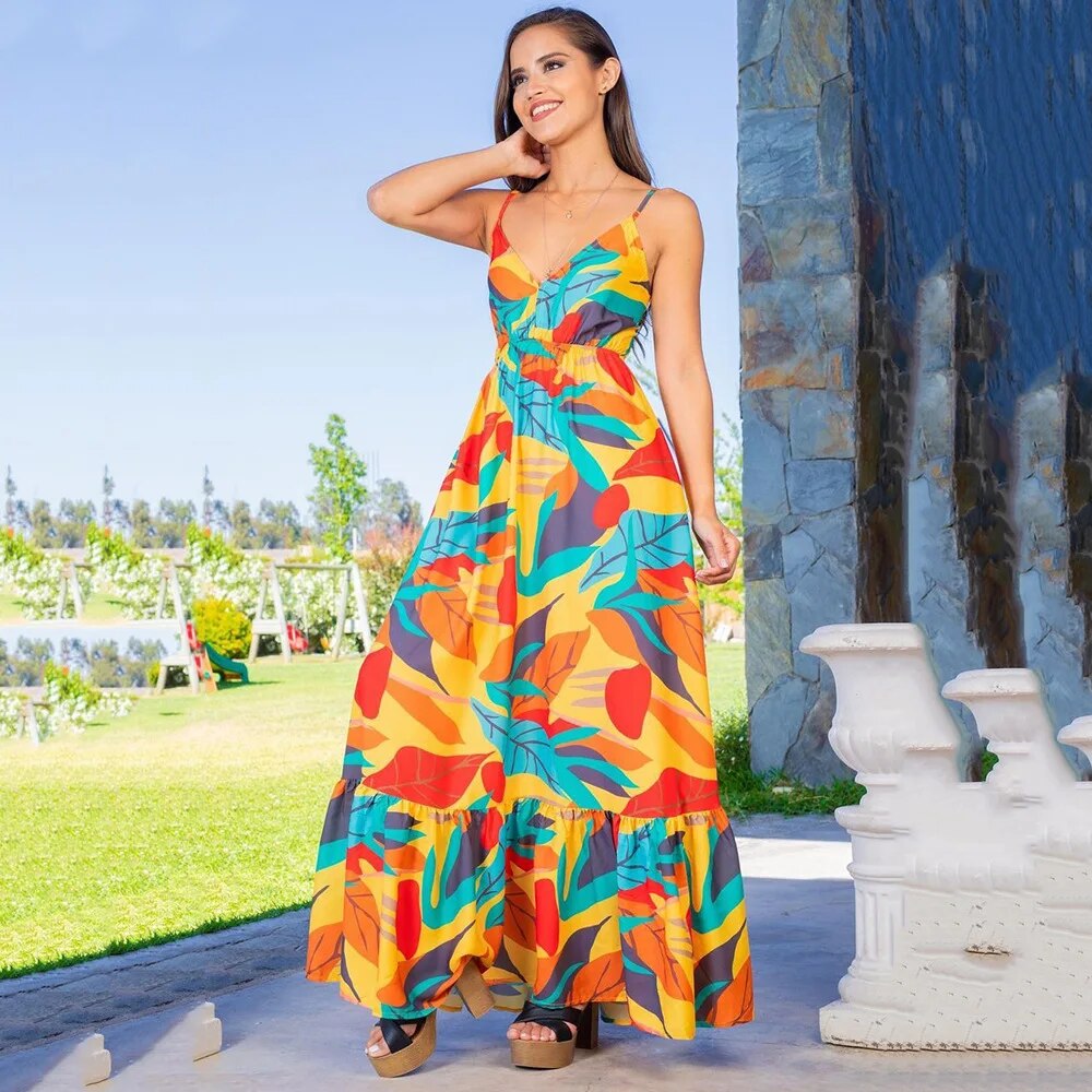 Mc | Maxi dress with tropical pattern