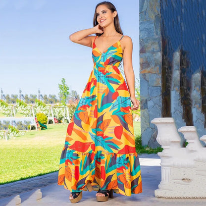 Mc | Maxi dress with tropical pattern