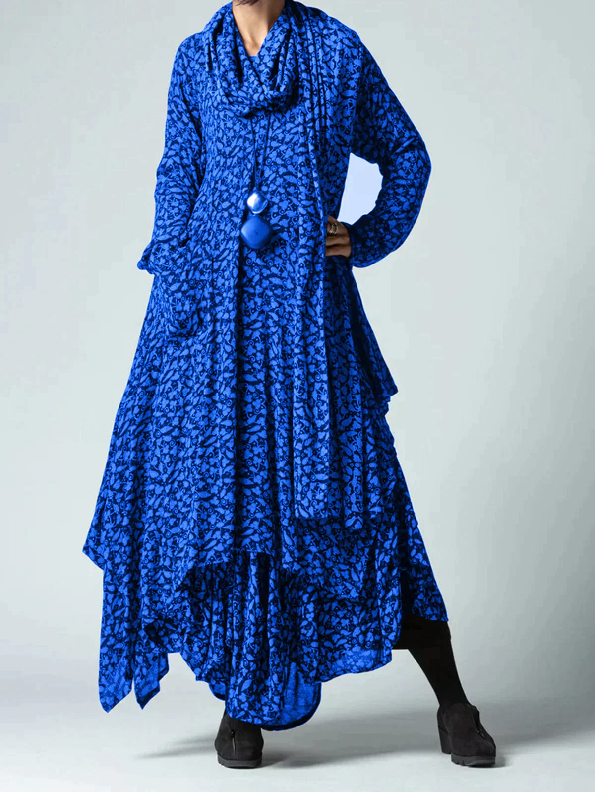 LP | Ravy -Retro long-sleeved dress with autumn print