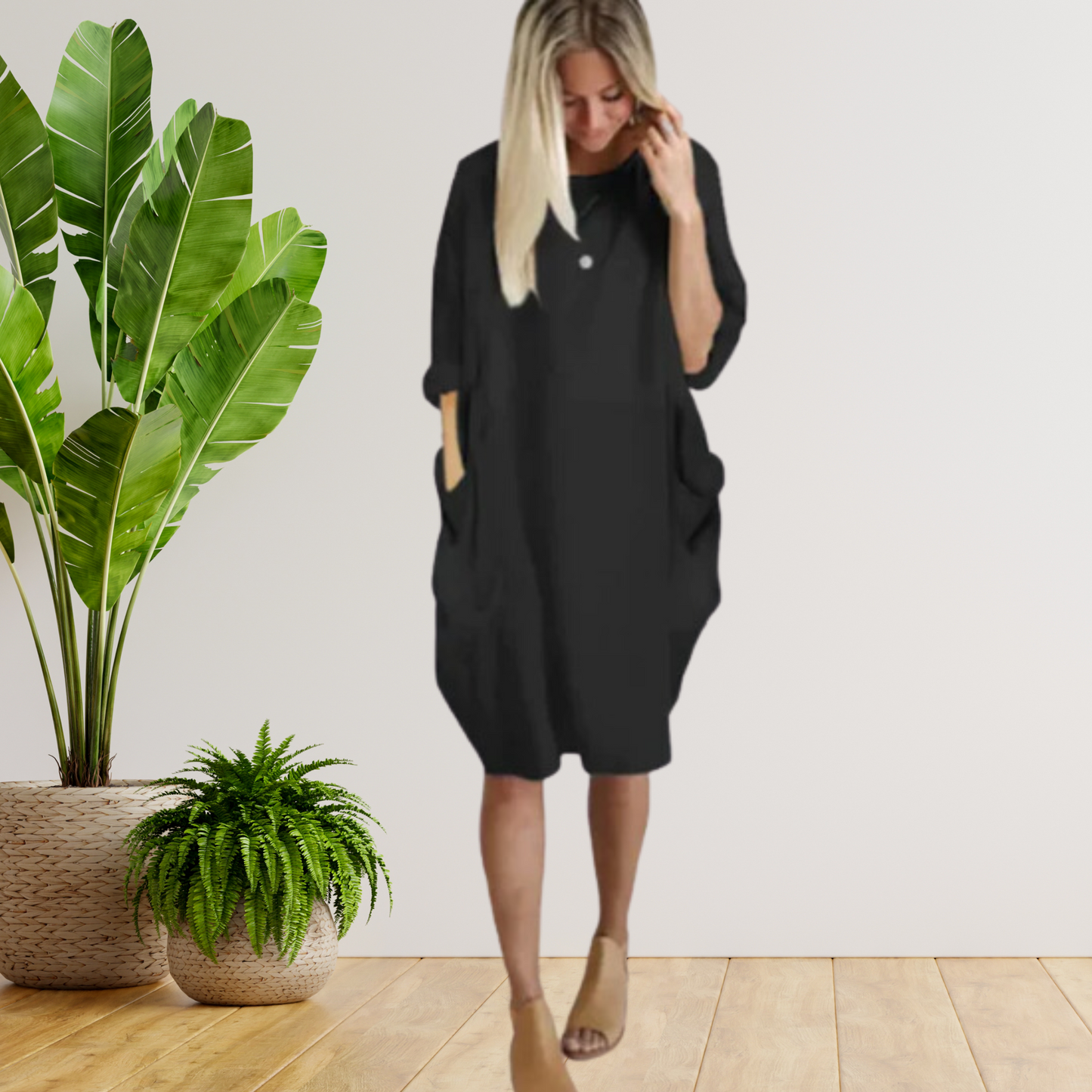 Mc | Pocket dress with long sleeves