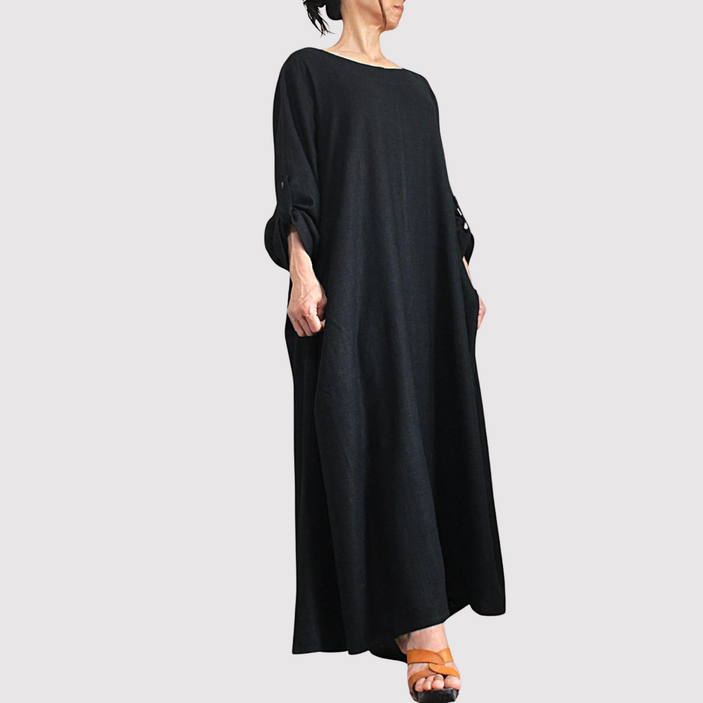 Mc | Long dress in vintage cotton and linen