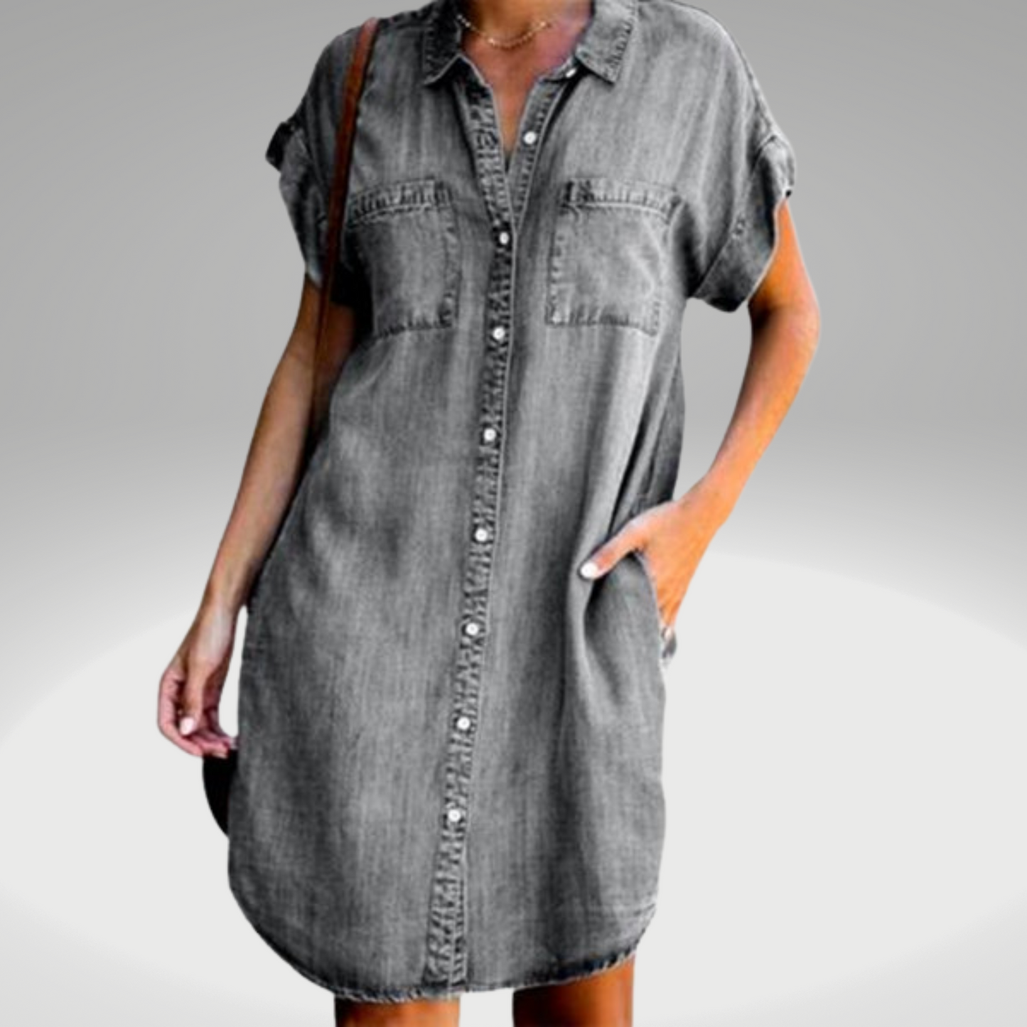 LP | Elikah - Semi-transparent plain denim dress