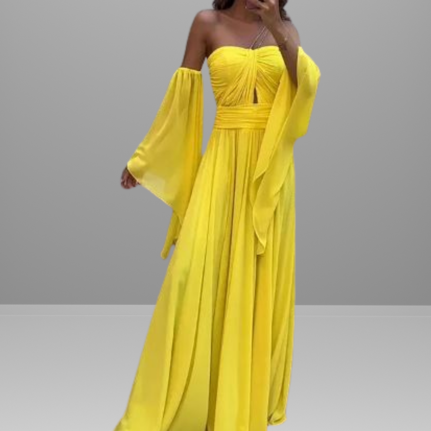 Mc | Maxi yellow off-the-shoulder dress