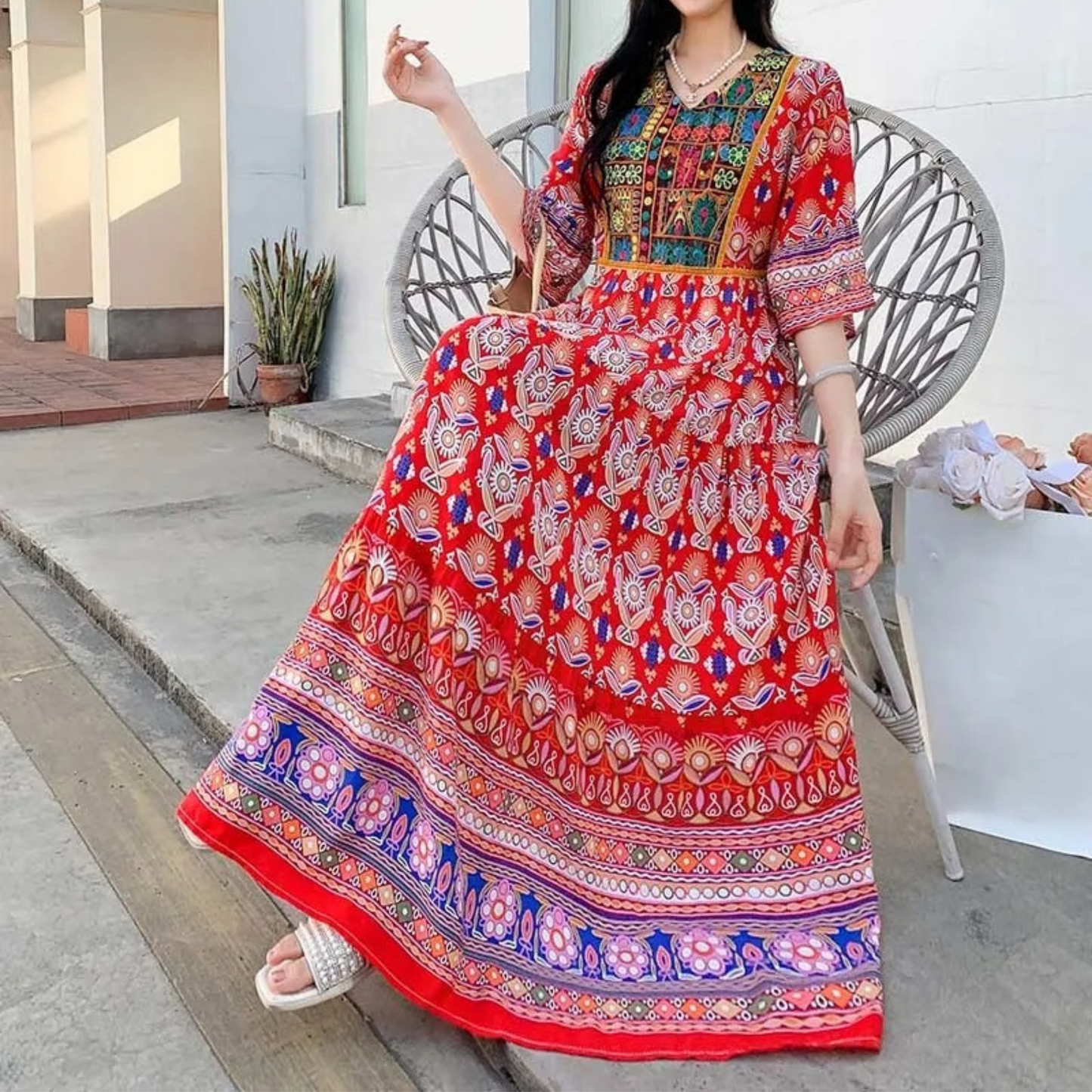 LP | Elegant long printed dress