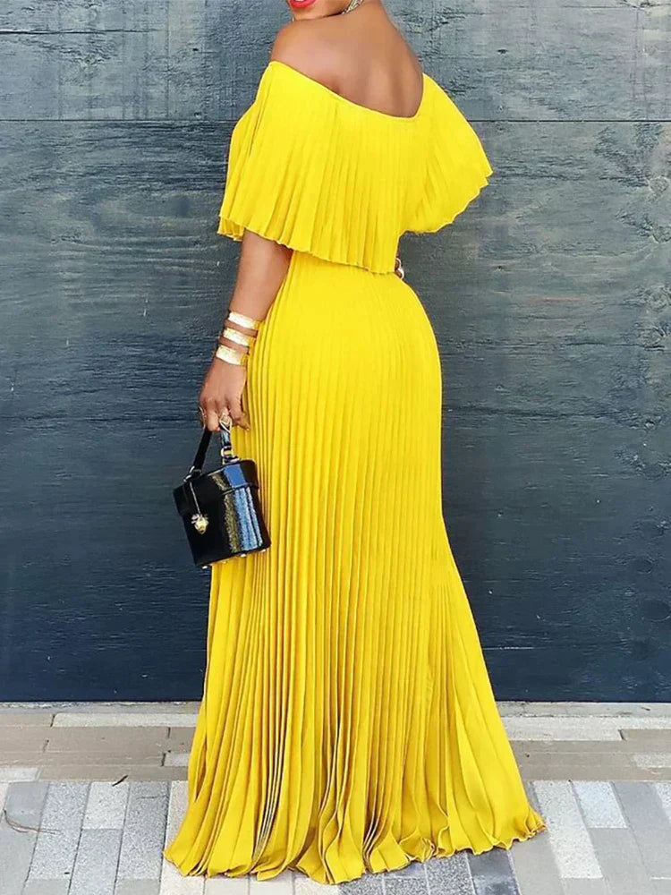 LP | Sexy off-the-shoulder pleated dress