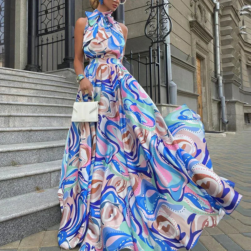 Mc | Maxi dress with print and bow