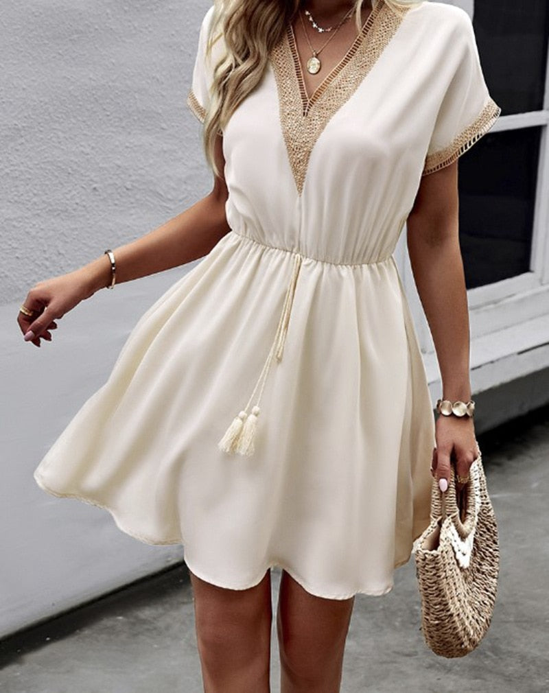 LP | Wide mini dress with lace