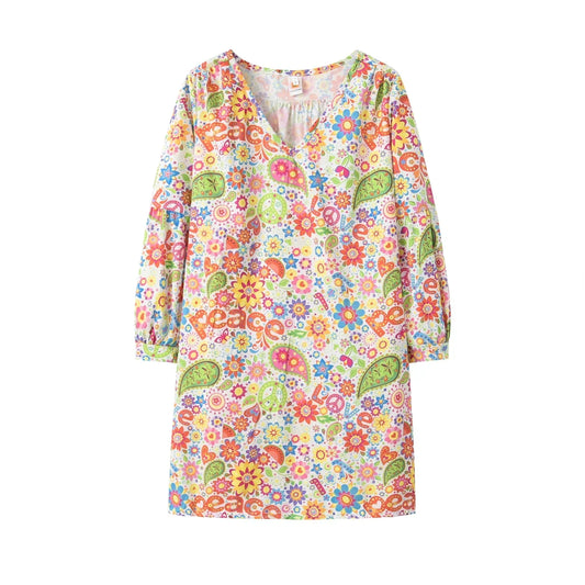 LP | spring and summer new style of women explosive v-neck printed dress great wear