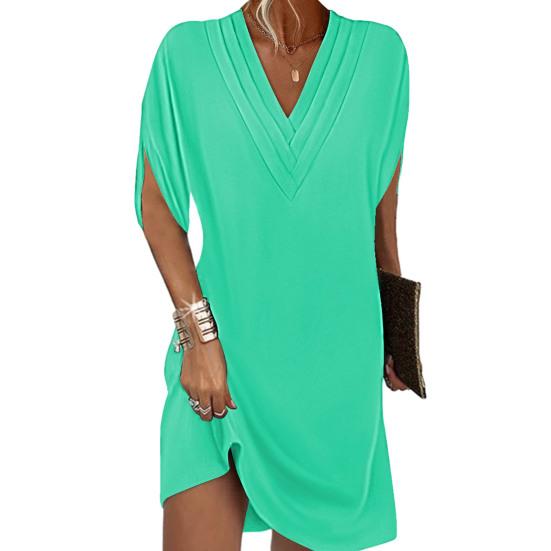 Mc | Stylish and versatile casual dress with v-neck and half sleeves