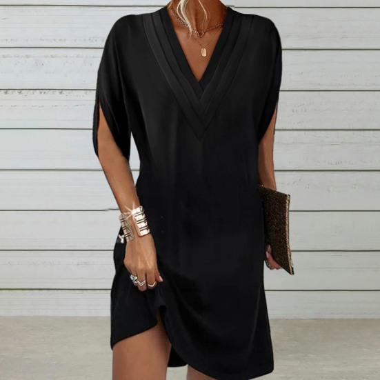 Mc | Stylish and versatile casual dress with v-neck and half sleeves