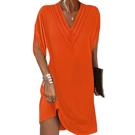 Mc | Stylish and versatile casual dress with v-neck and half sleeves