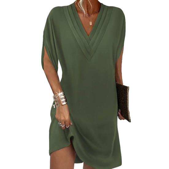 Mc | Stylish and versatile casual dress with v-neck and half sleeves