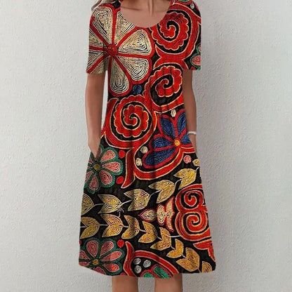 LP | Summer dress with vintage print and ruffles