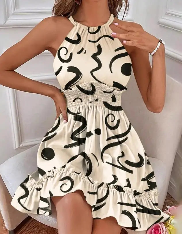 Mc | sexy casual sleeveless halterneck-style dress