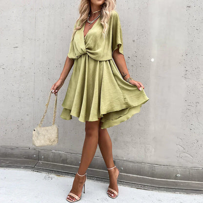 LP | V-neck dress with mid-length sleeves