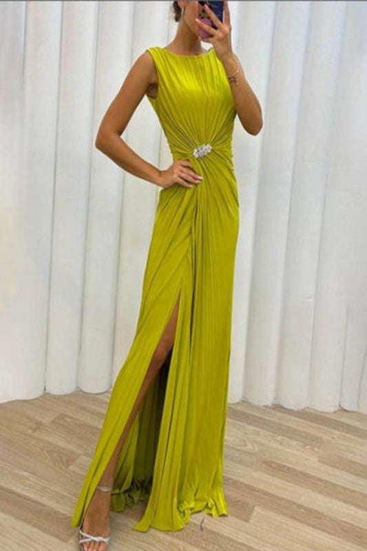 Special Occasion Sleeveless Pleated Sleeveless Long Dress