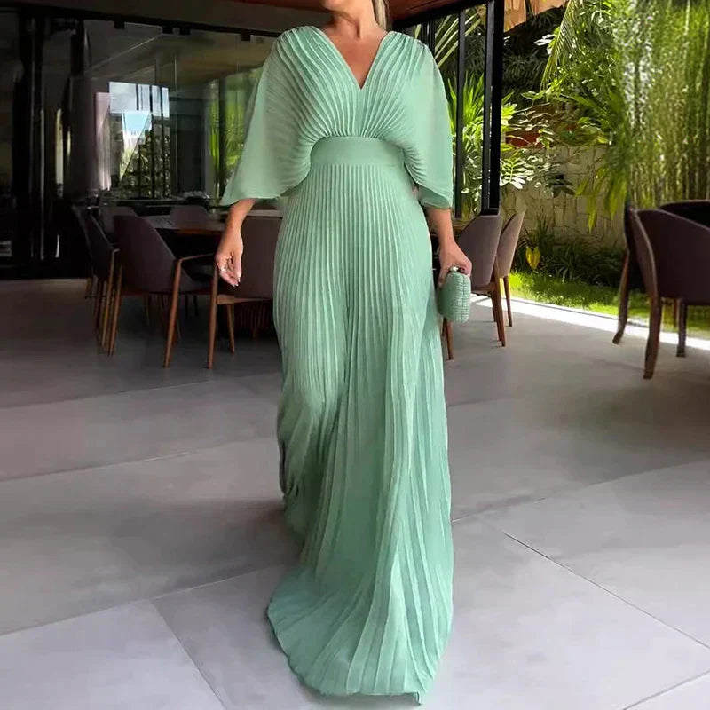 Mc | Floating ribbed V-neck dress