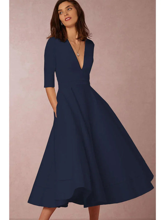 Midi dress with A-line for a sophisticated look
