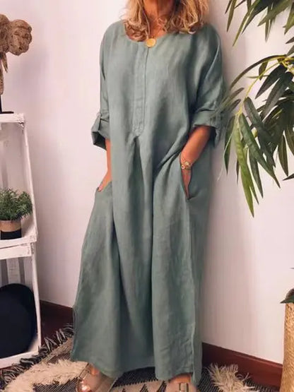 Mc | Long dress in vintage cotton and linen