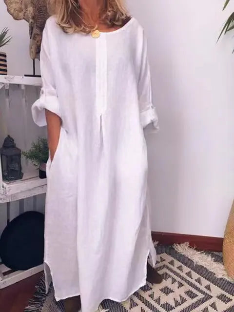 Mc | Long dress in vintage cotton and linen