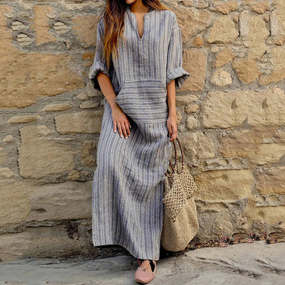 Mc | Striped cotton-linen dress