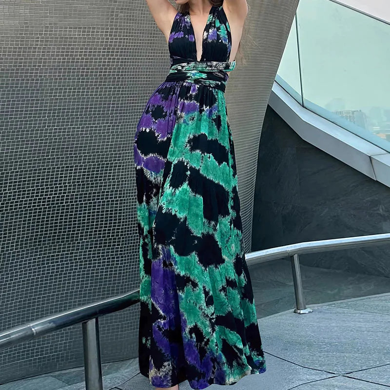 LP | Elegant Long Deep V-belt Dress