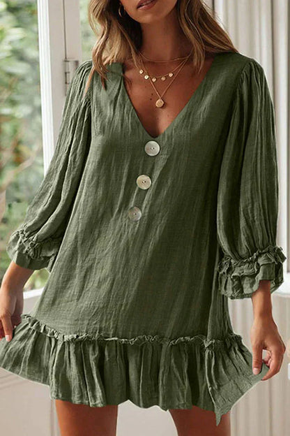 LP | V-neck and patchwork dress, fashionable simplicity