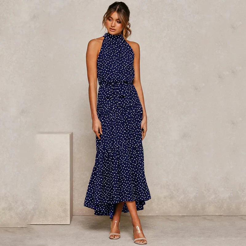 LP | high neck dress with polka dots