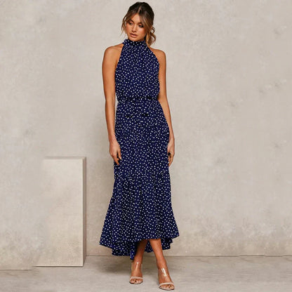 LP | high neck dress with polka dots