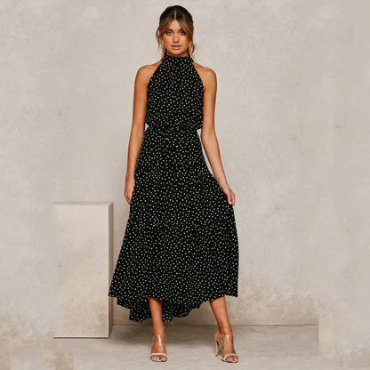 LP | high neck dress with polka dots